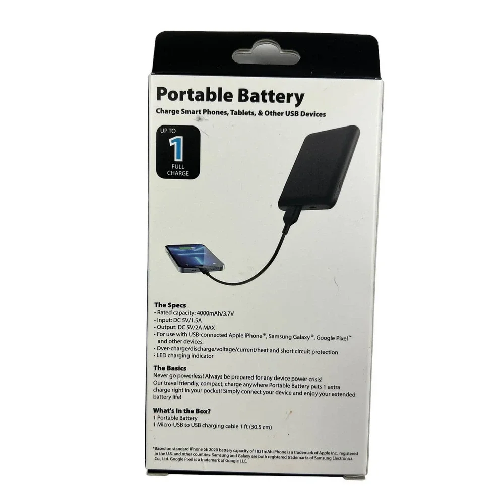 Portable Battery, 4k (4000) mAh-Black
